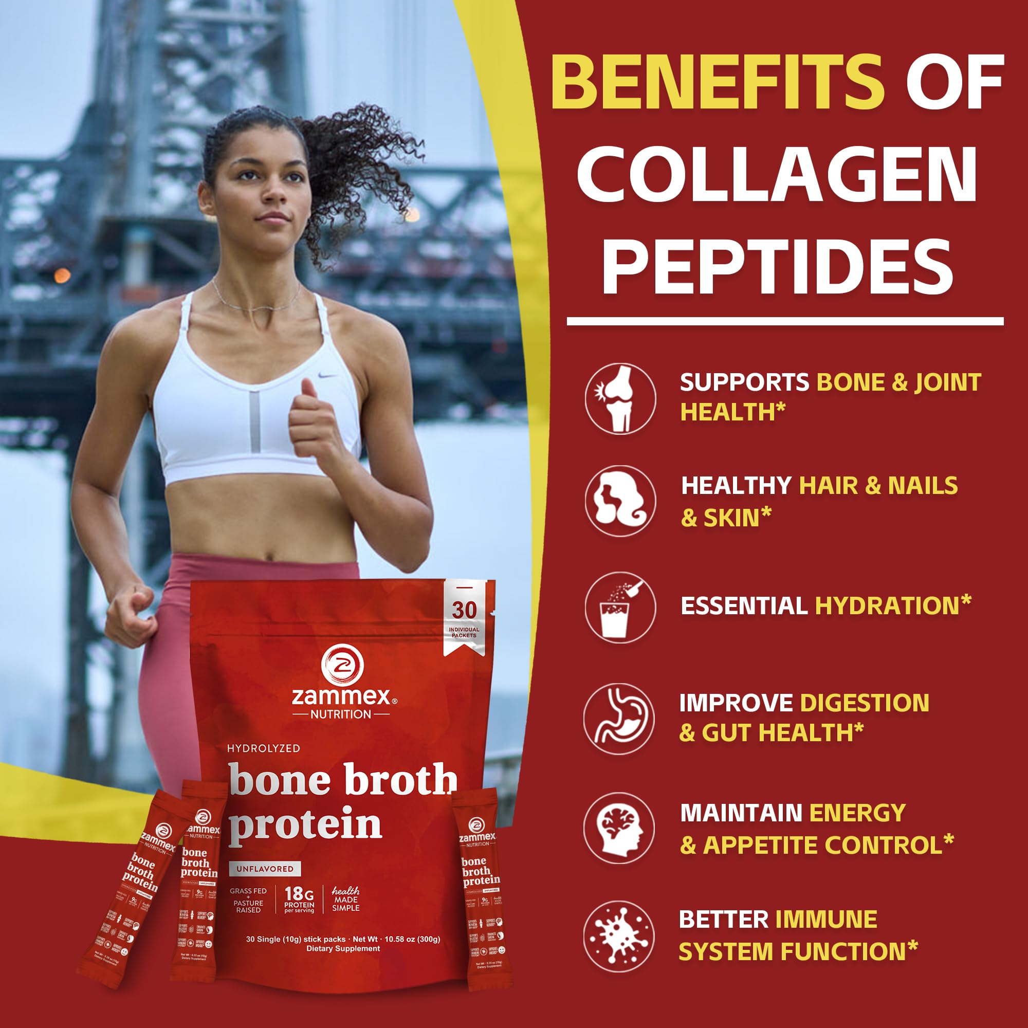 Zammex bone broth packets gluten-free option suitable for keto and paleo diets.