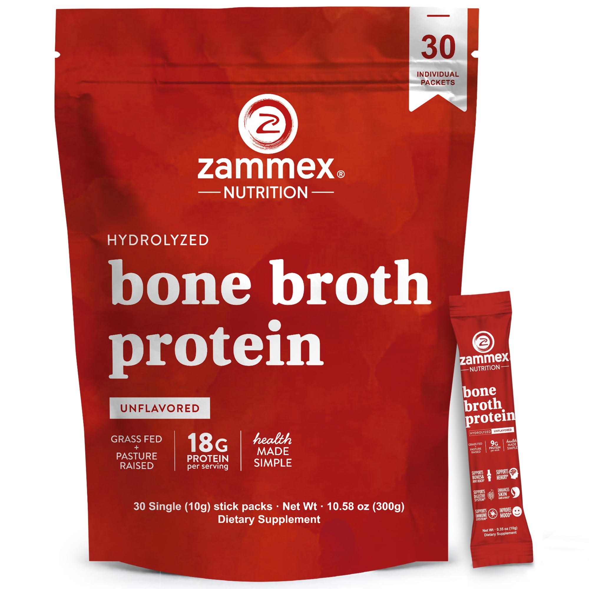 Zammex Bone Broth Packets travel sticks for on-the-go nourishment and quick protein.