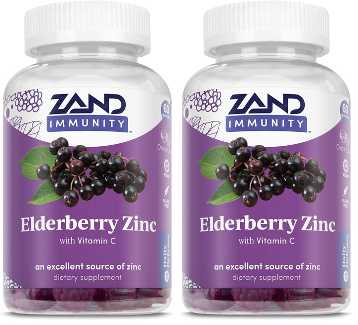 ZAND elderberry zinc immunity gummies front bottle view for family immune support