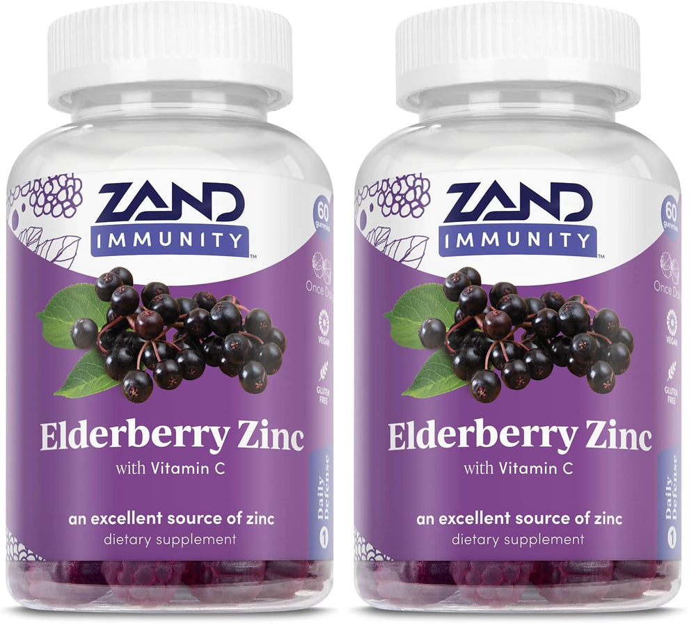 ZAND elderberry zinc immunity gummies front bottle view for family immune support