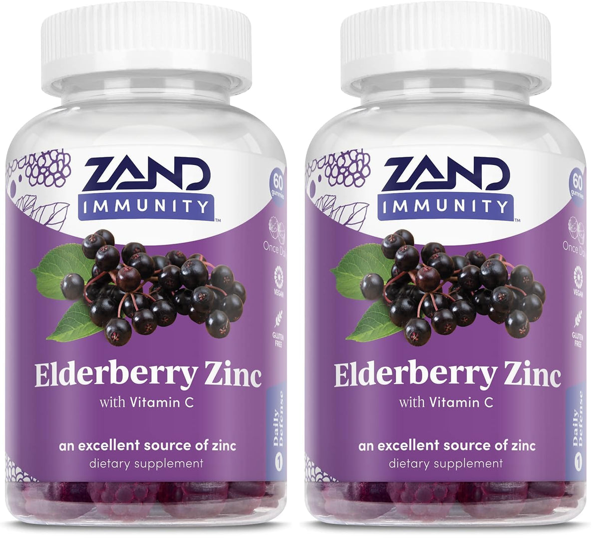 ZAND elderberry zinc immunity gummies front bottle view for family immune support
