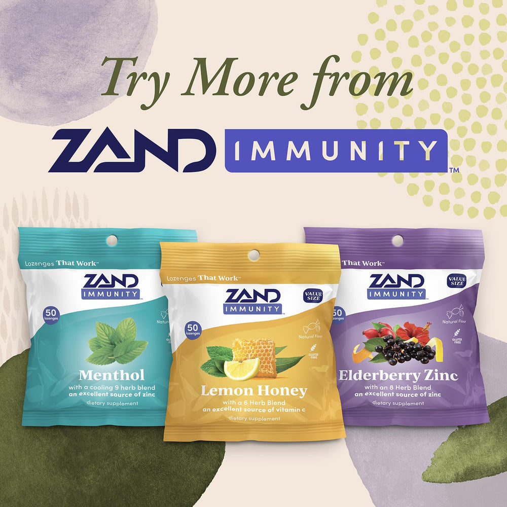 Lemon oil aroma and herbal blend on ZAND Immunity Lozenges packaging