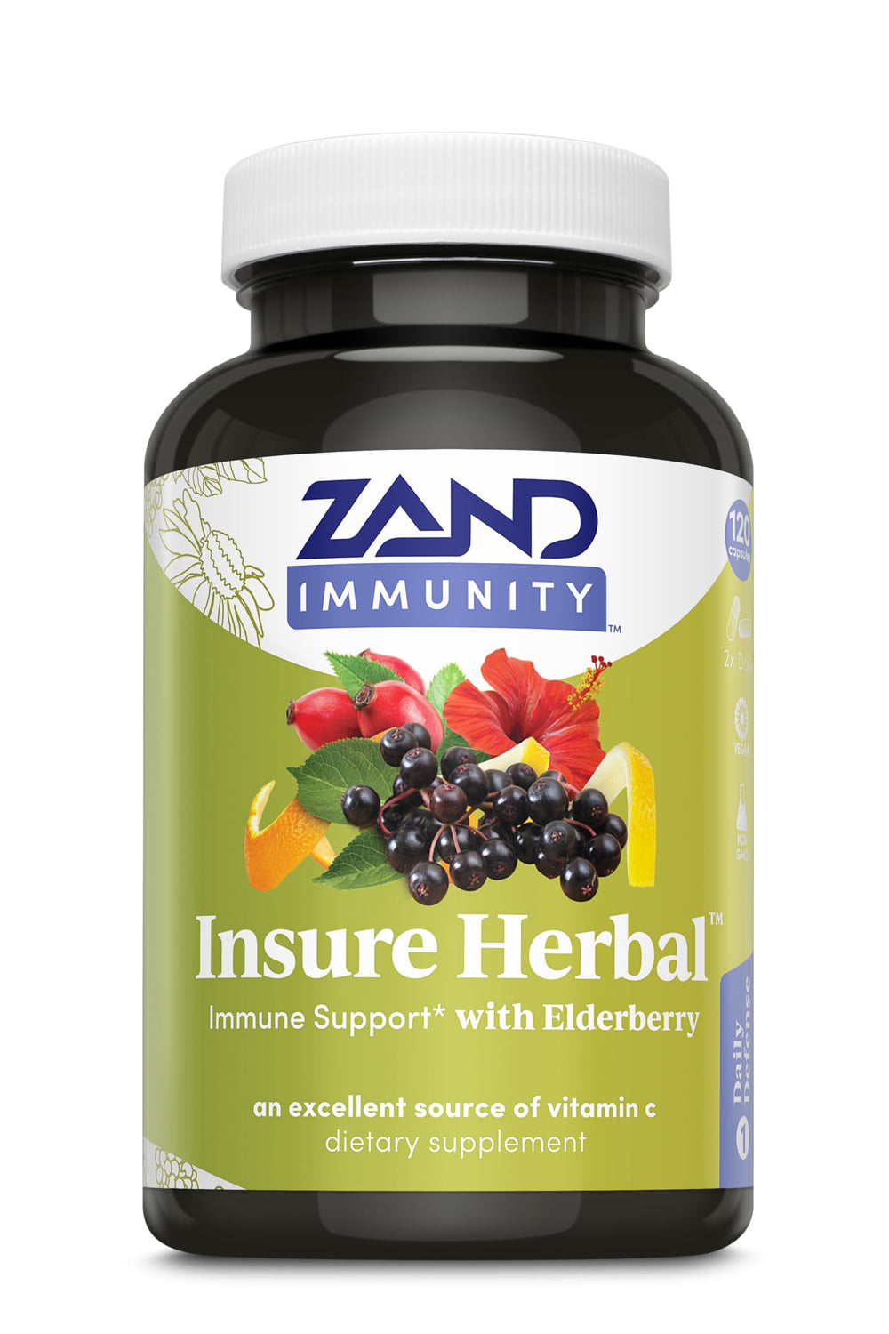 ZAND Insure bottle front showing a daily wellness supplement for ongoing support