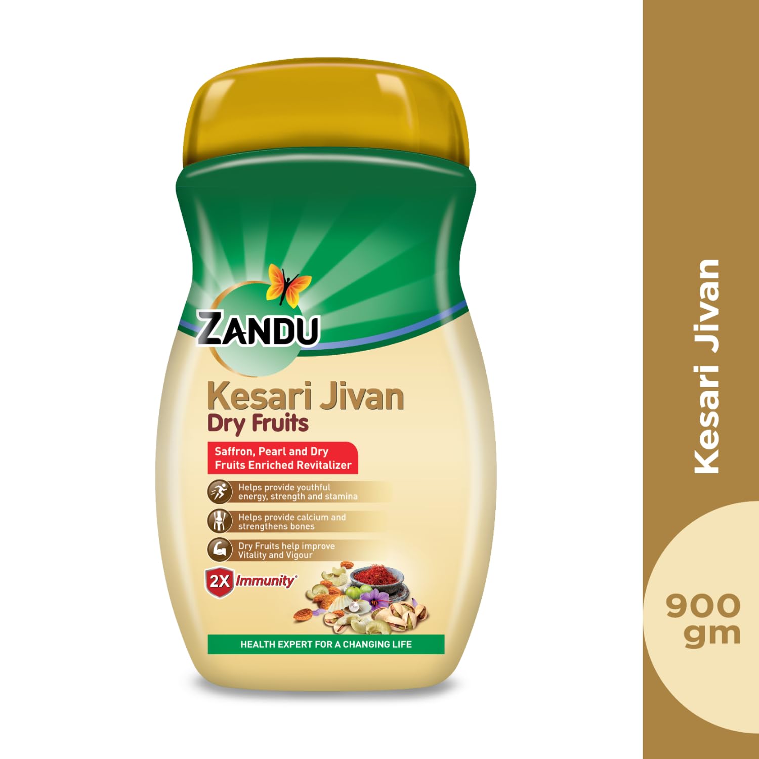 Spoon dispensing Zandu Kesari Jivan chyawanprash for convenient daily serving