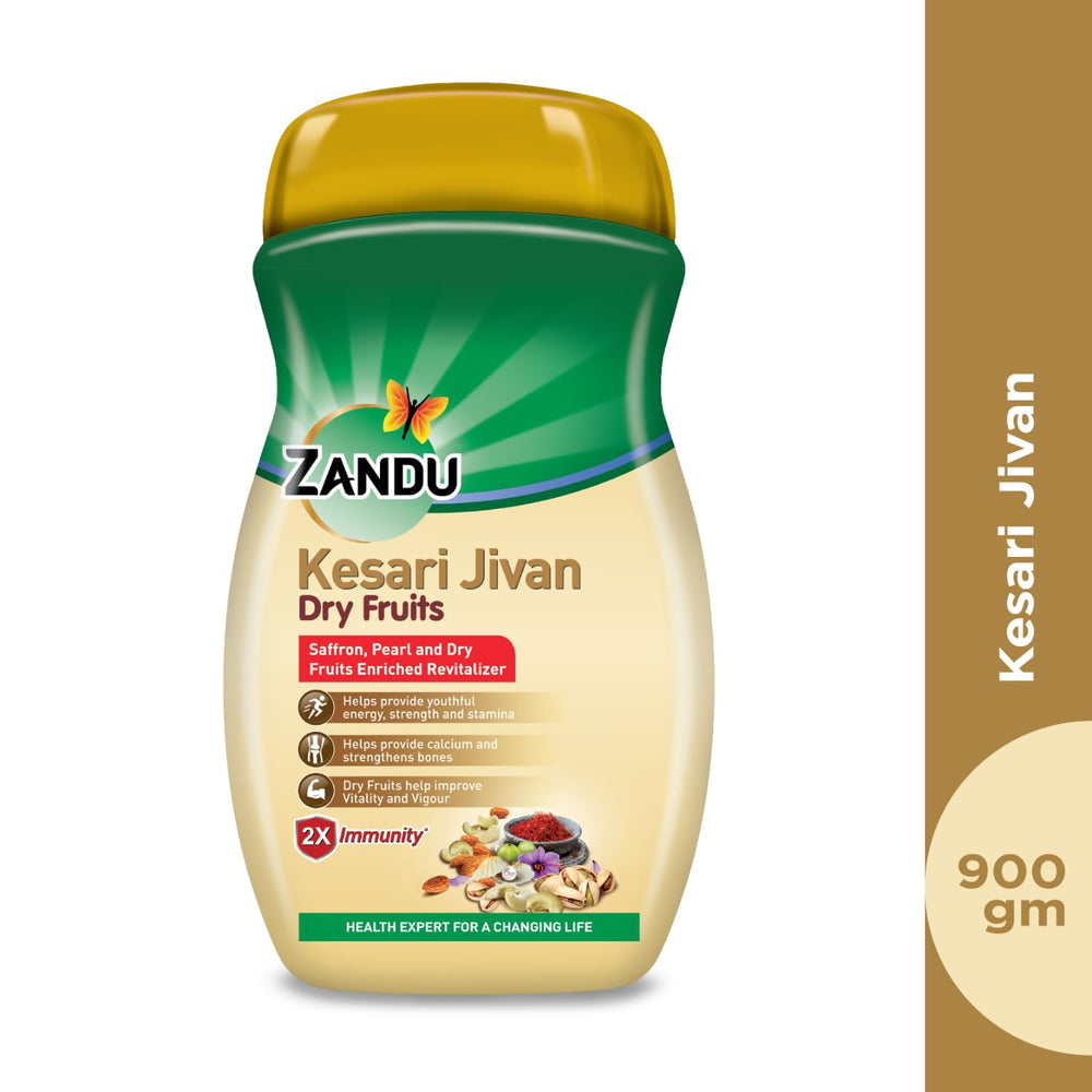 Spoon dispensing Zandu Kesari Jivan chyawanprash for convenient daily serving