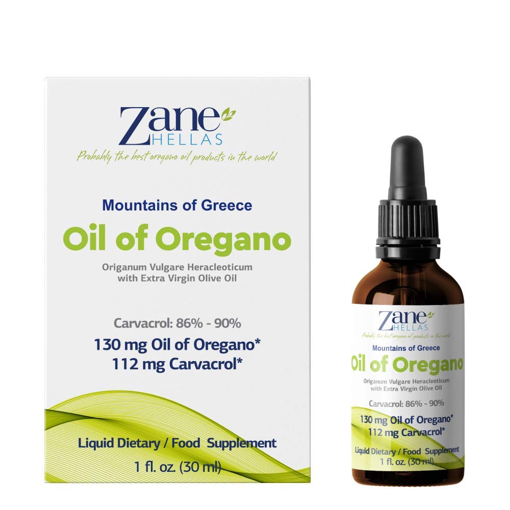 Zane Hellas oregano oil bottle highlighting Greek blend for culinary flavor