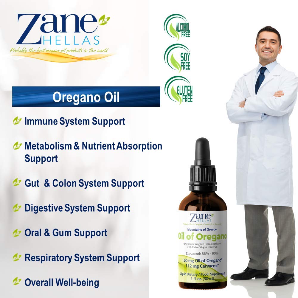 Ingredients panel highlights carvacrol-rich formula from Greek oregano