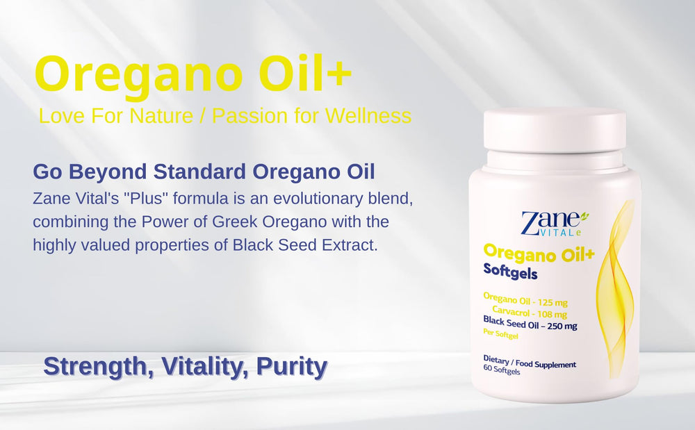 Zane VITALe ingredient panel highlights carvacrol and thymoquinone at a glance.