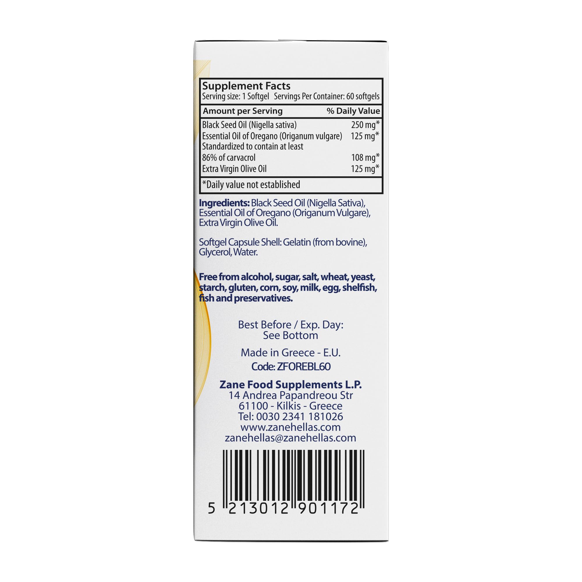 Zane VITALe softgels pour shot illustrates fast-absorbing design for quick use.