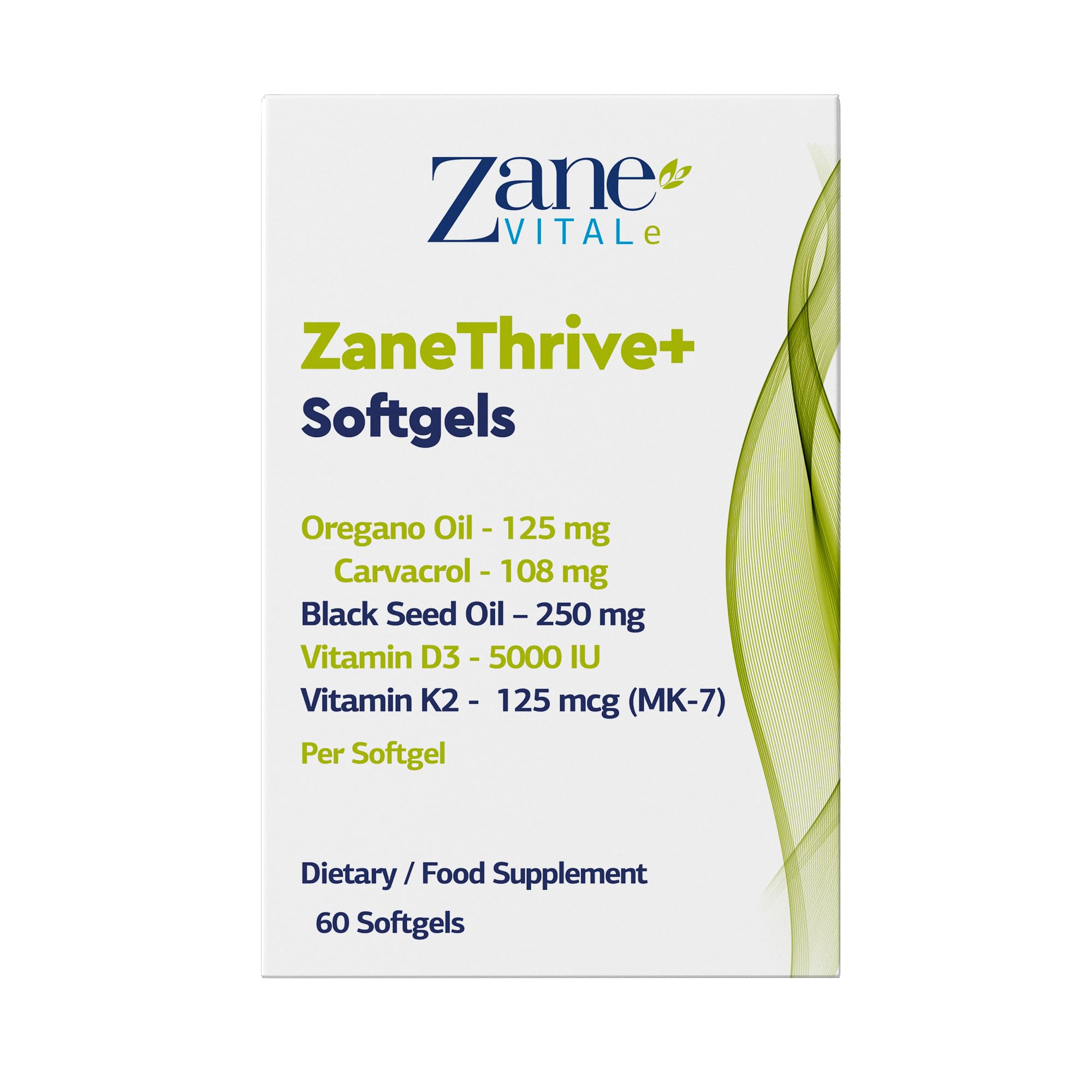 ZaneVITALe Zanethrive Plus softgels closeup for easy daily intake.