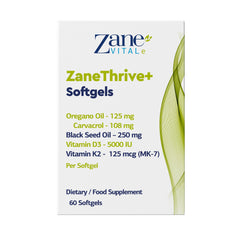 ZaneVITALe Zanethrive Plus softgels closeup for easy daily intake.