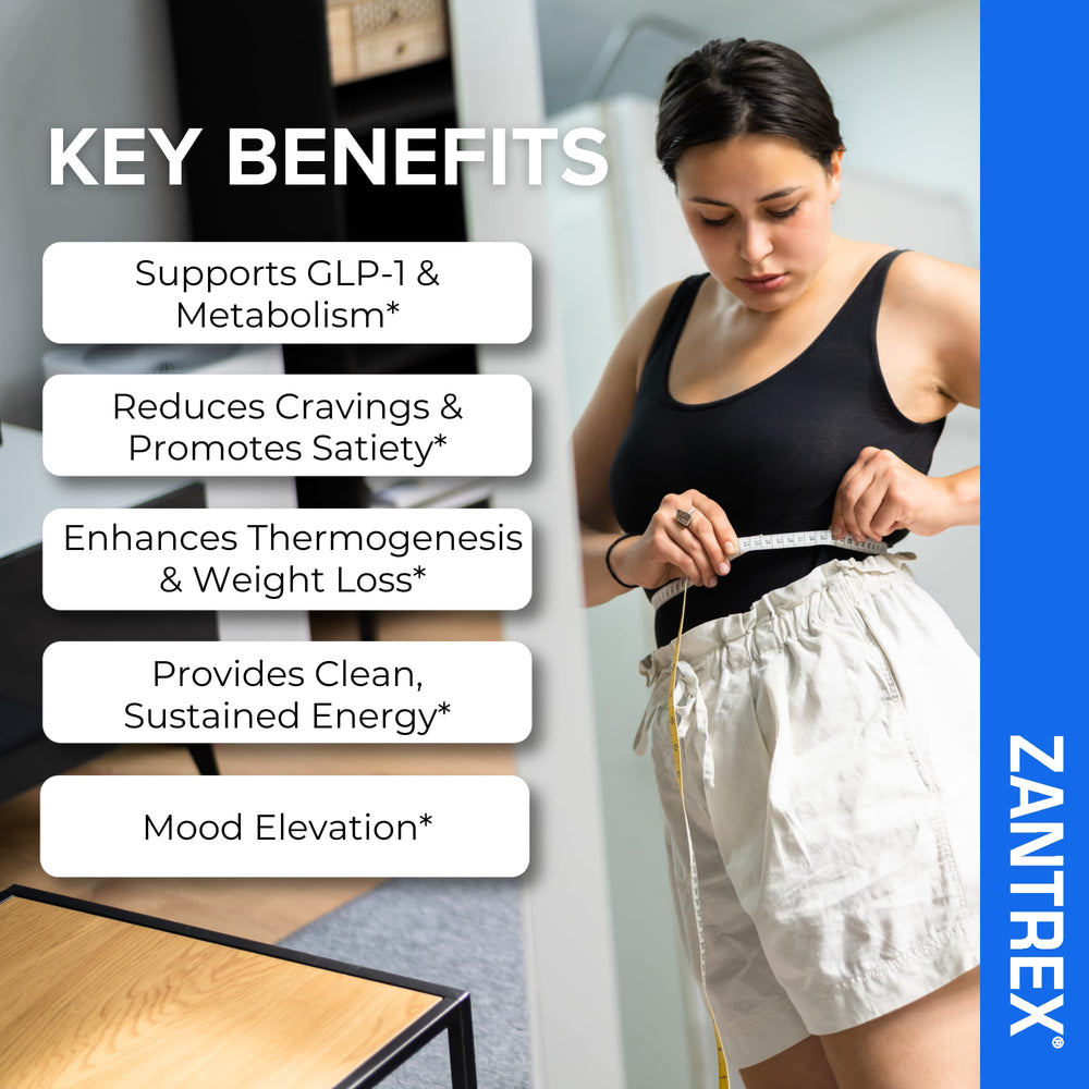 Zantrex Blue label graphic highlights thermogenic and energy benefits.