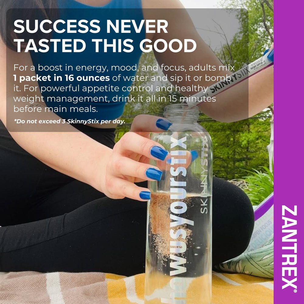 Zantrex SkinnyStix Berry cup shows a bubbly, refreshing drink.