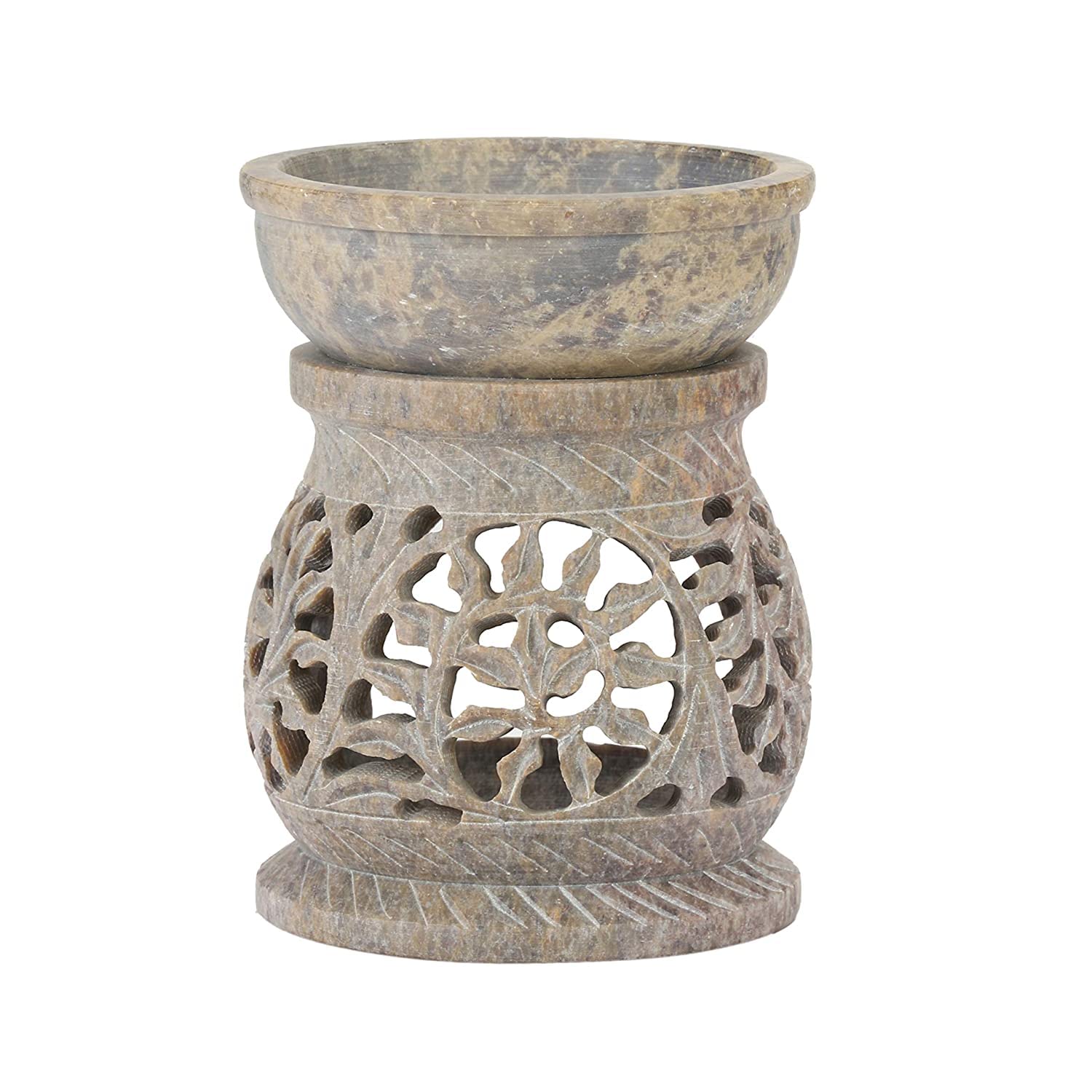 Zap Impex oil warmer burner with flower soapstone for home aromatherapy