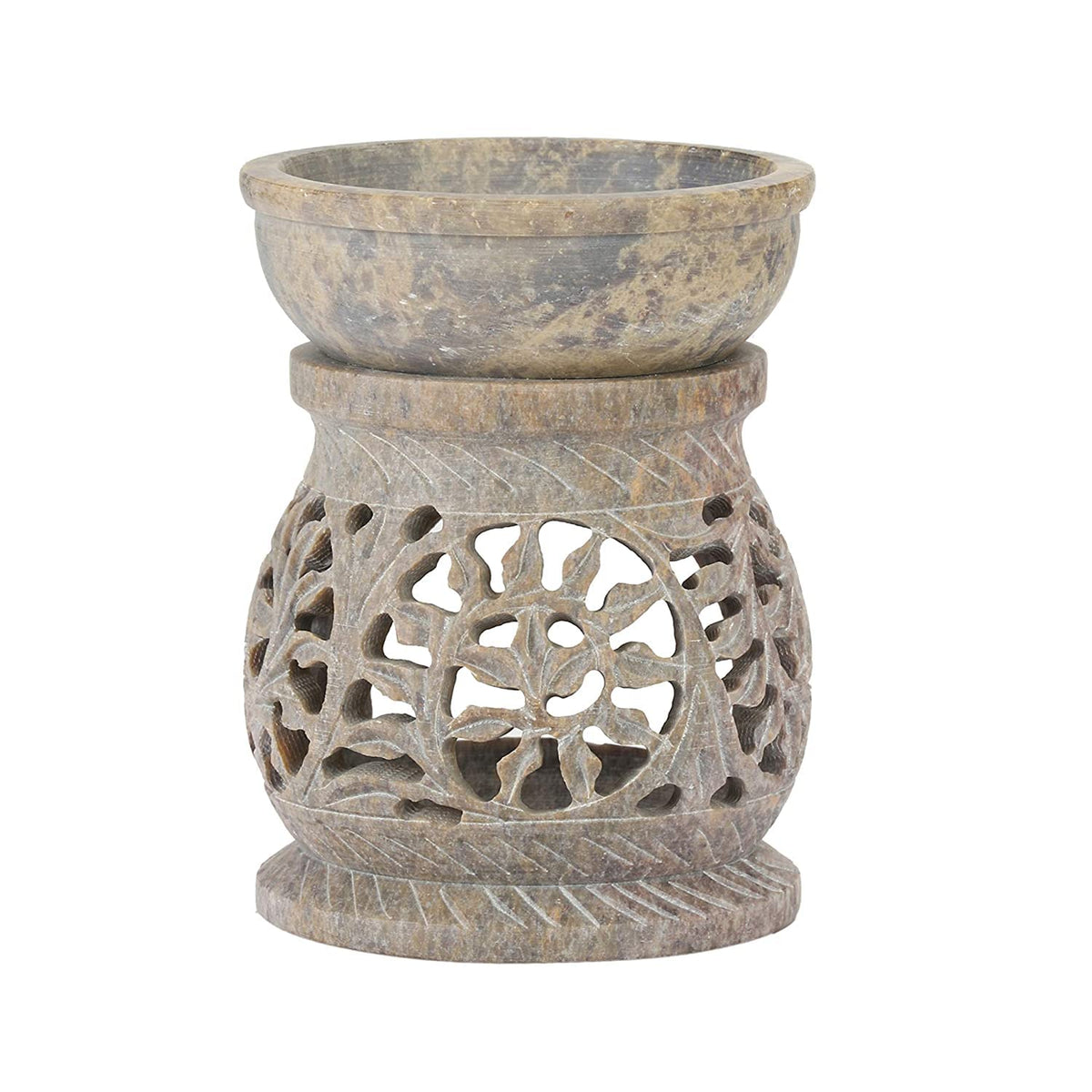 Zap Impex oil warmer burner with flower soapstone for home aromatherapy