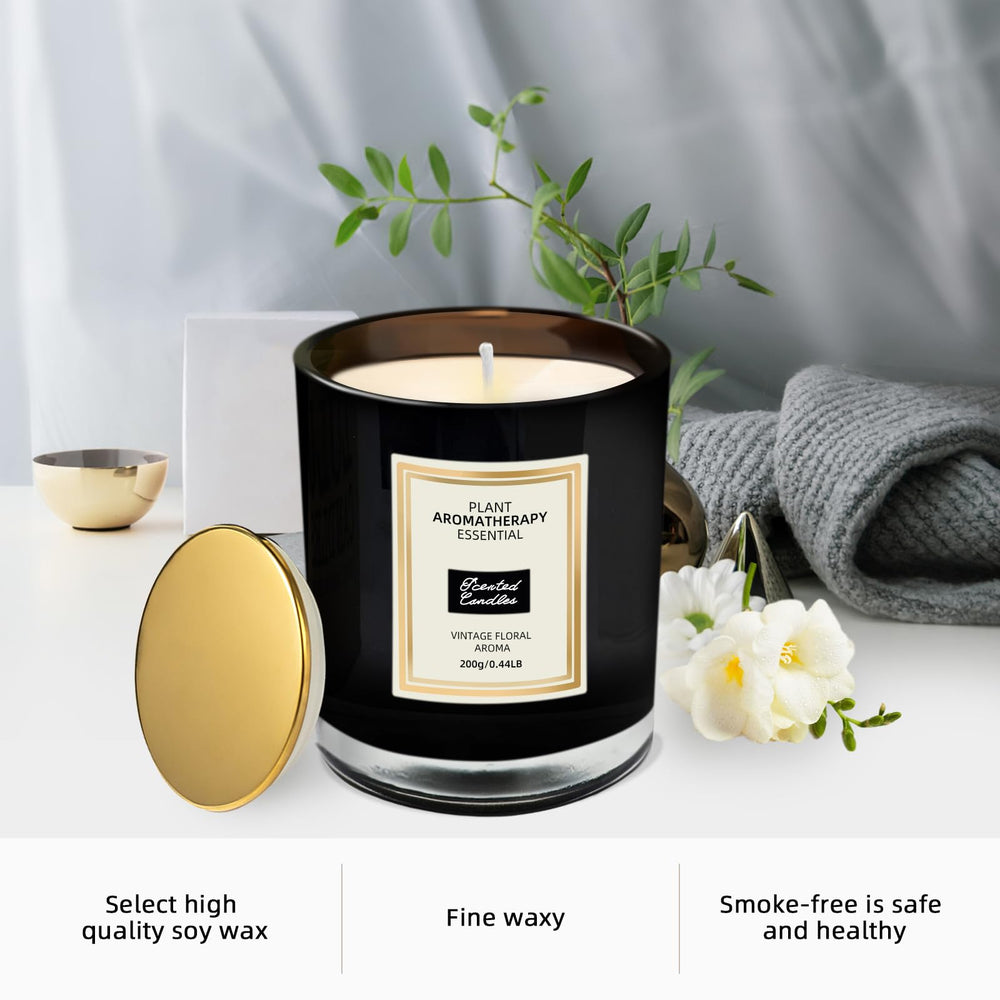 ZAPYHNG Freesia candle glows softly, creating a calm evening atmosphere
