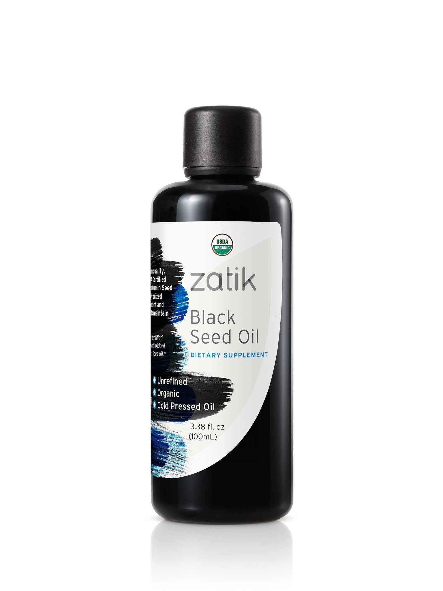Zatik Black Seed Oil bottle on shelf; versatile skin and hair care option.
