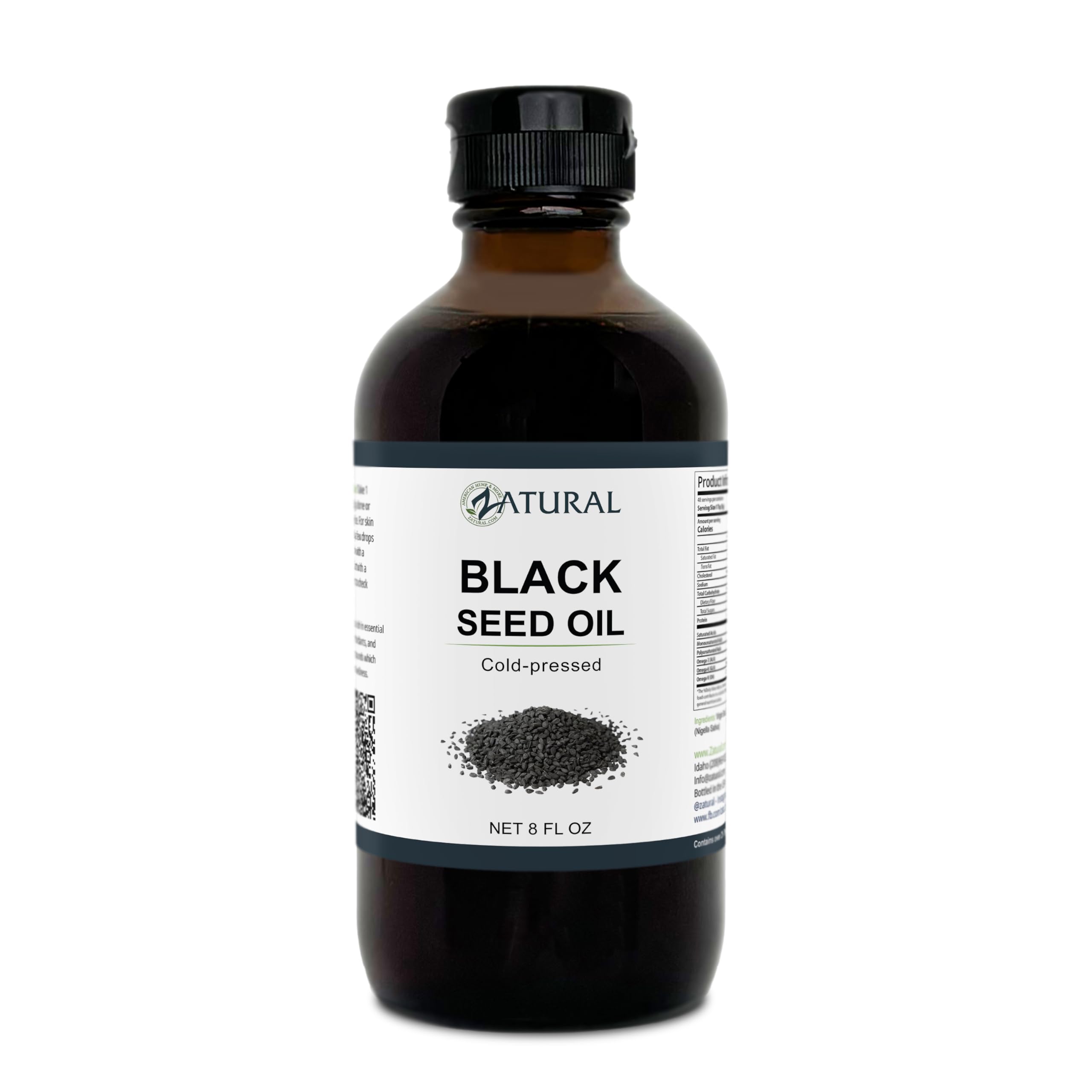 Zatural black seed oil pour spout ready for easy dosing.