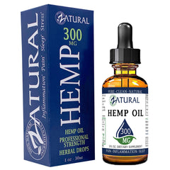 Zatural hemp oil bottle with 300mg per ounce highlights vegan omegas.
