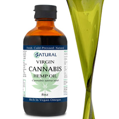 Zatural Hemp Oil 8oz bottle front view highlighting omega-rich formula.