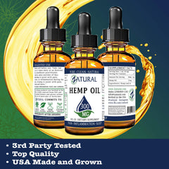 Close-up of Zatural hemp oil label showing 100% pure hemp oil and vitamin E.