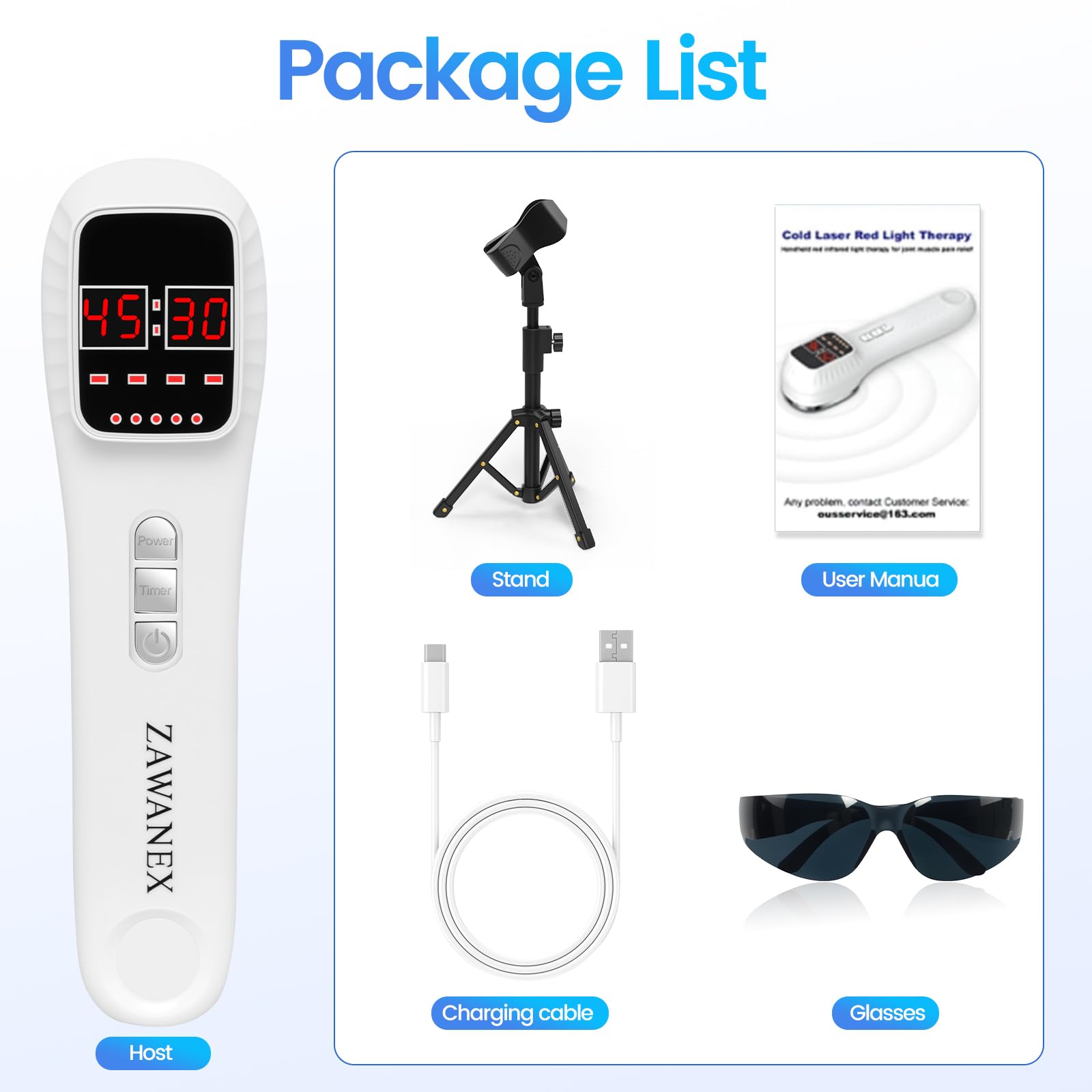 ZAWANEX goggles included protect eyes during infrared treatment.