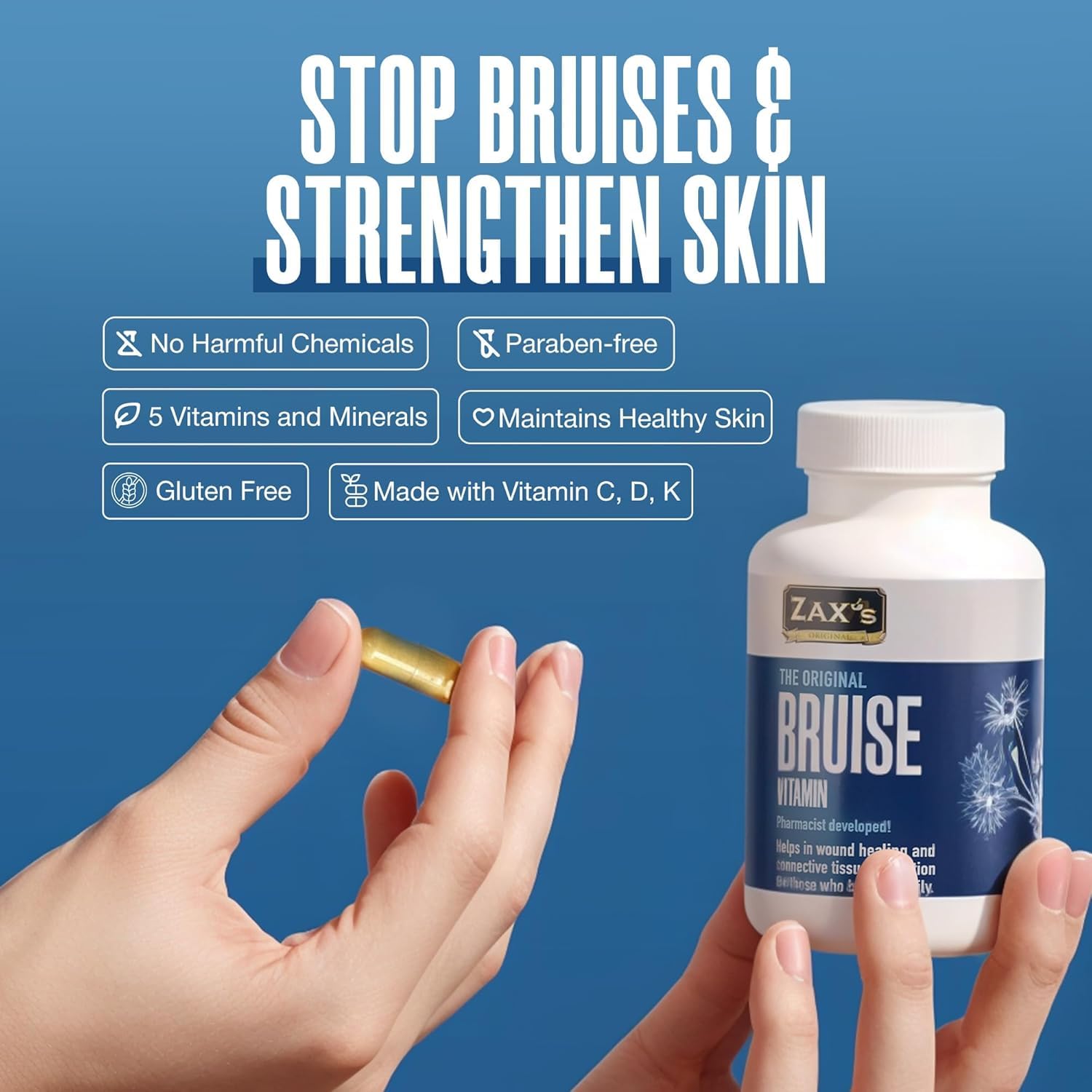 ZAX'S ORIGINAL Bruise Vitamin 2-Pack capsules ready for daily intake