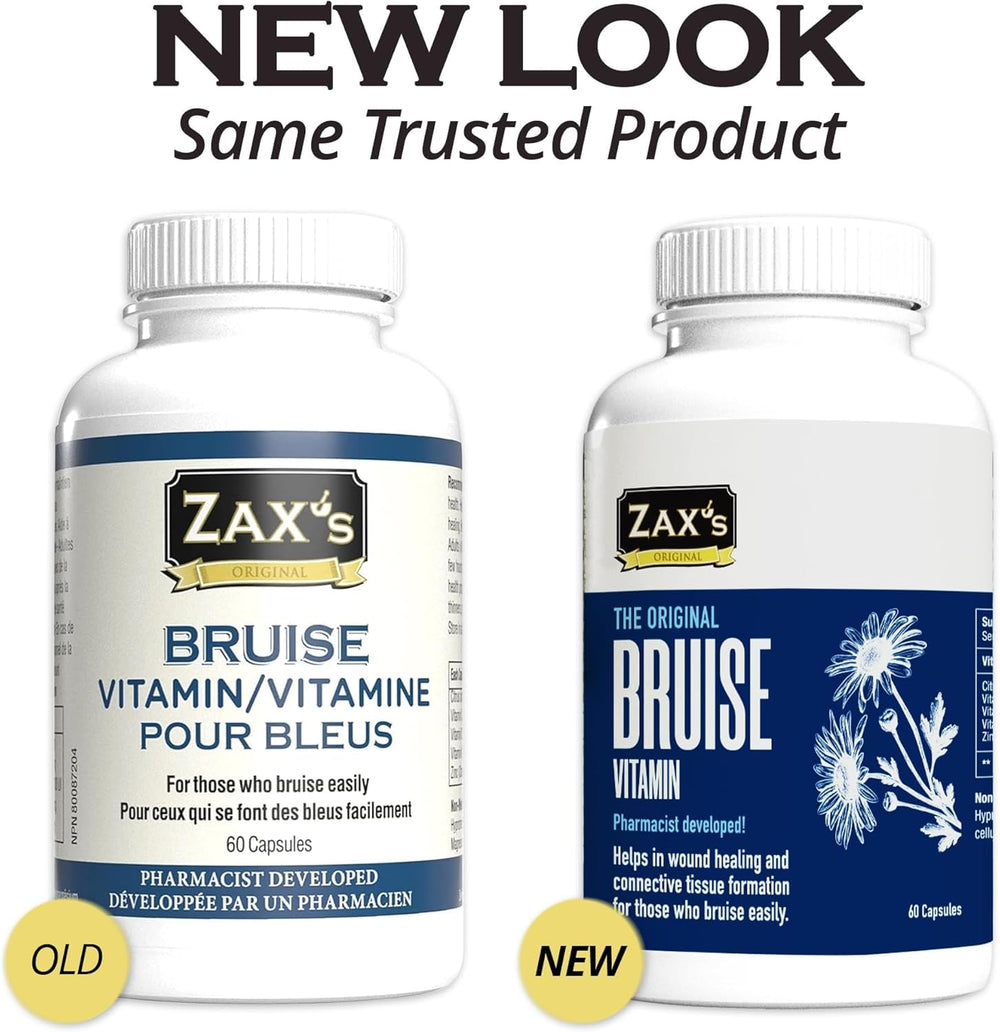ZAX'S ORIGINAL Bruise Vitamins store display promotes natural skin health support