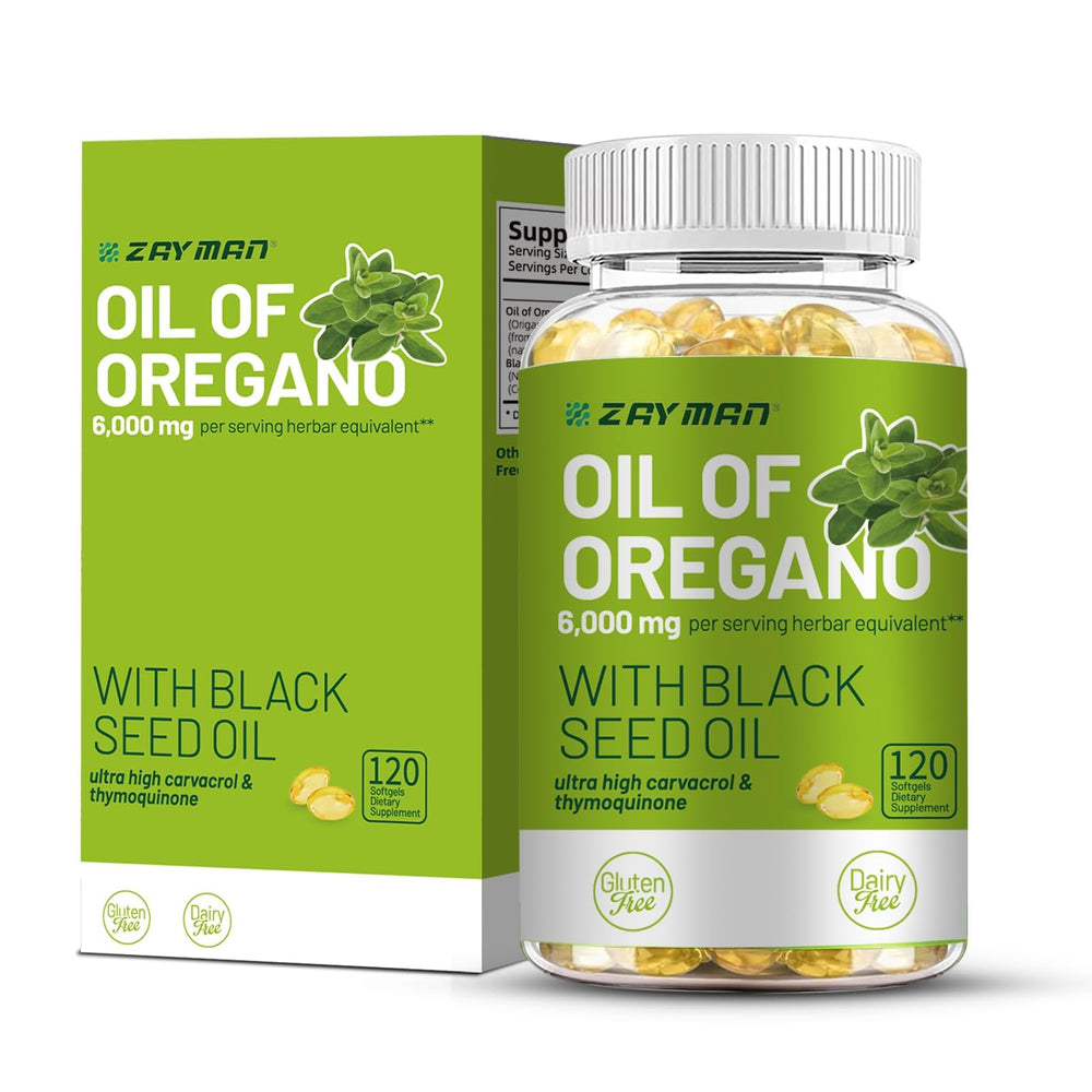 ZAYMAN Oil of Oregano Softgels bottle with 120-count supply for daily wellness