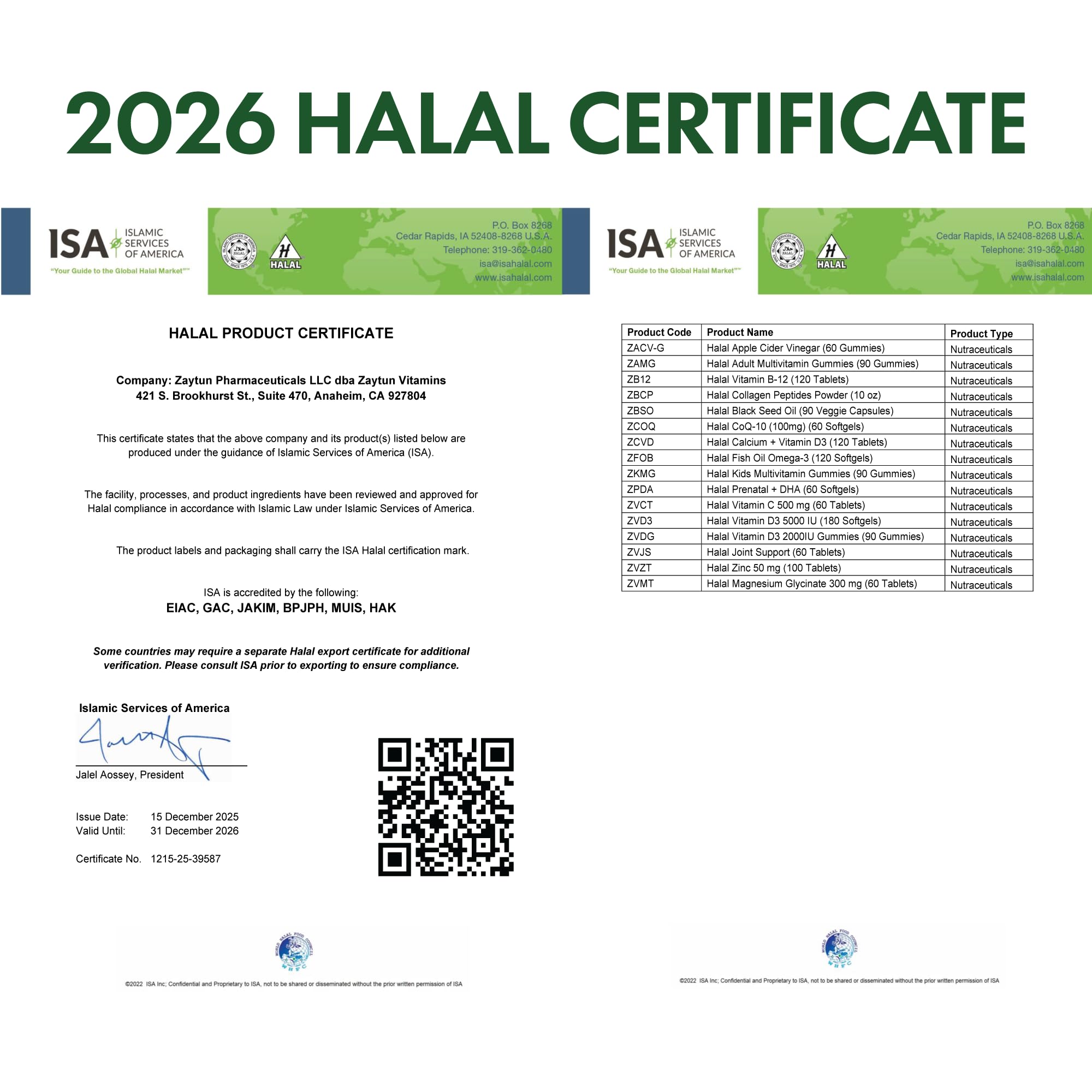 Zaytun Halal Joint Support gelatin-free symbol on packaging