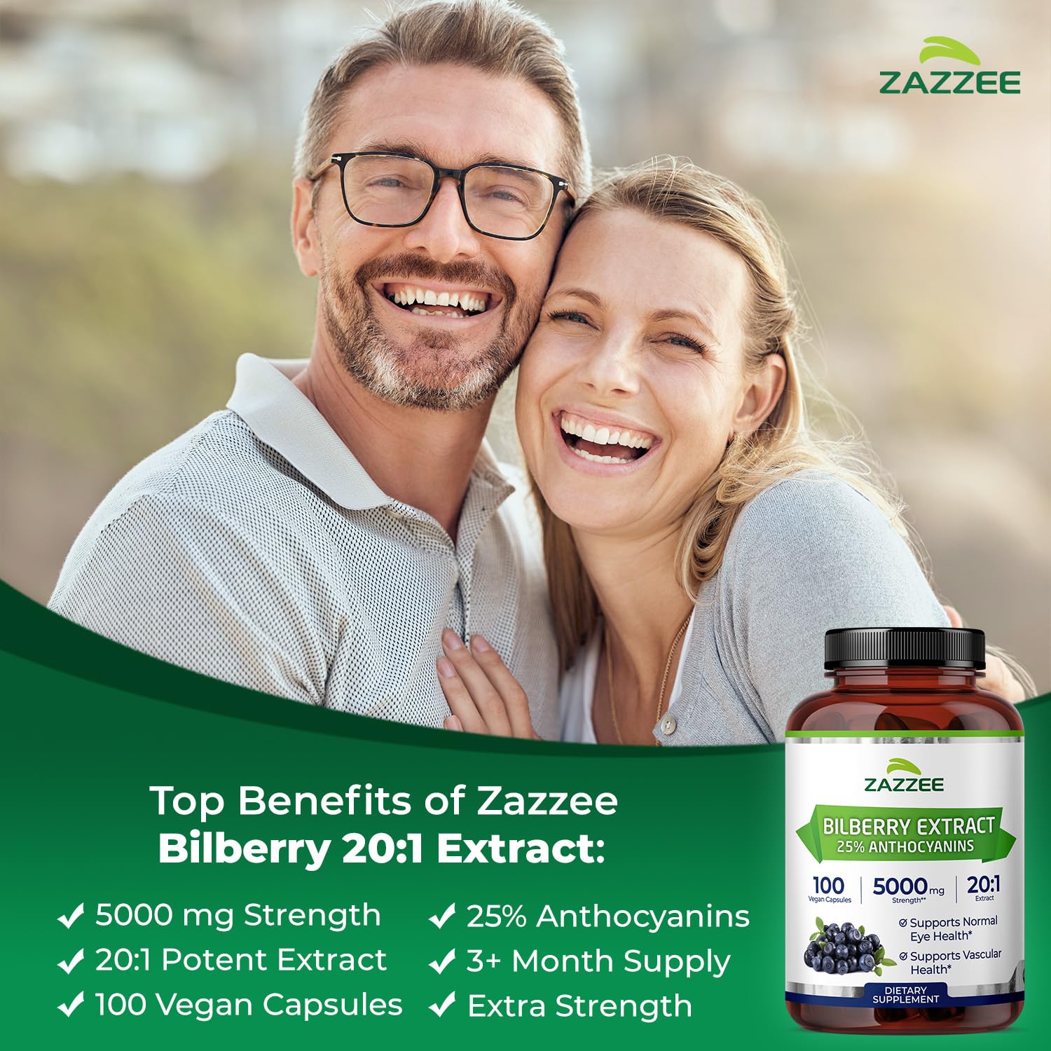 Zazzee 100 vegan capsules bottle highlights plant-based, non-GMO formula