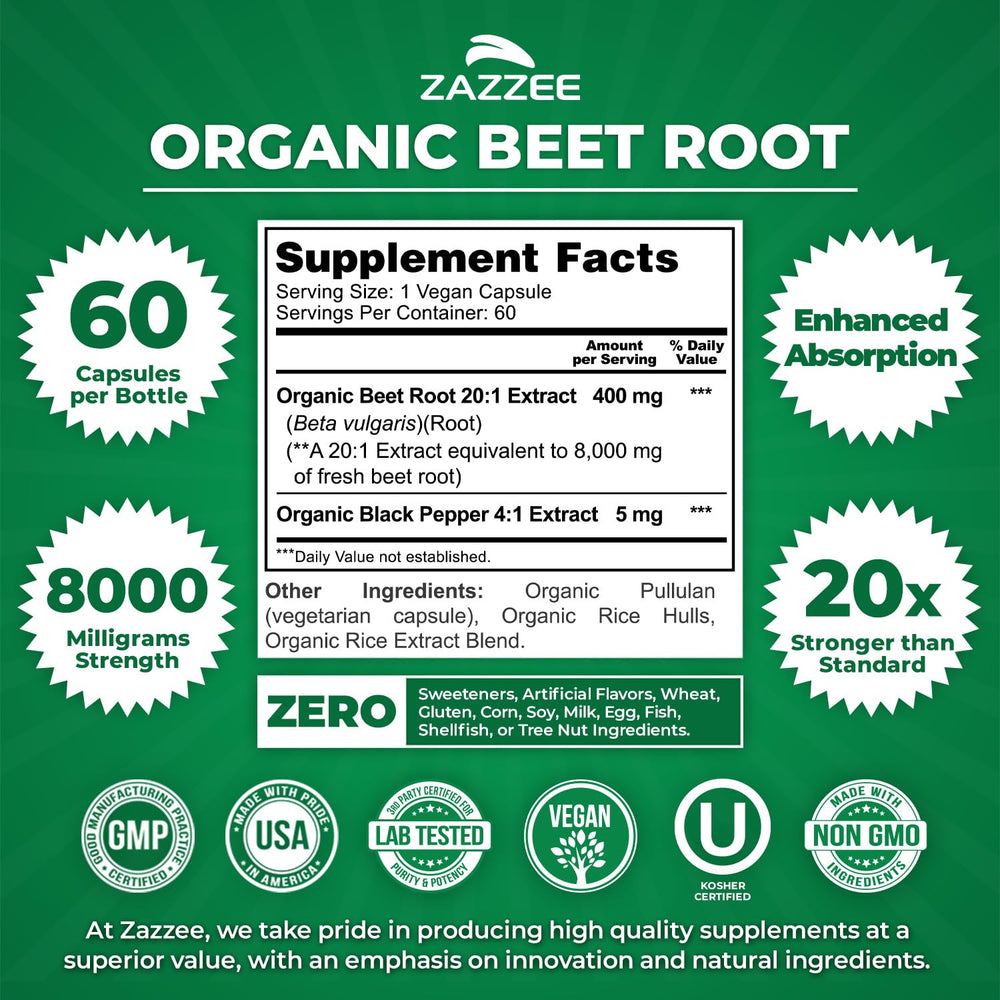Zazzee 20:1 beet root extract close-up shows potency