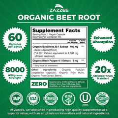 Zazzee 20:1 beet root extract close-up shows potency