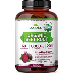 Zazzee Beet Root 8000 mg bottle close-up for daily wellness