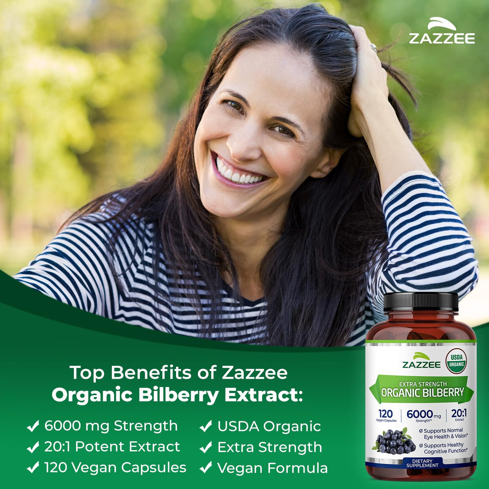 Zazzee Bilberry 20x extract capsules top shows neat vegan capsules.