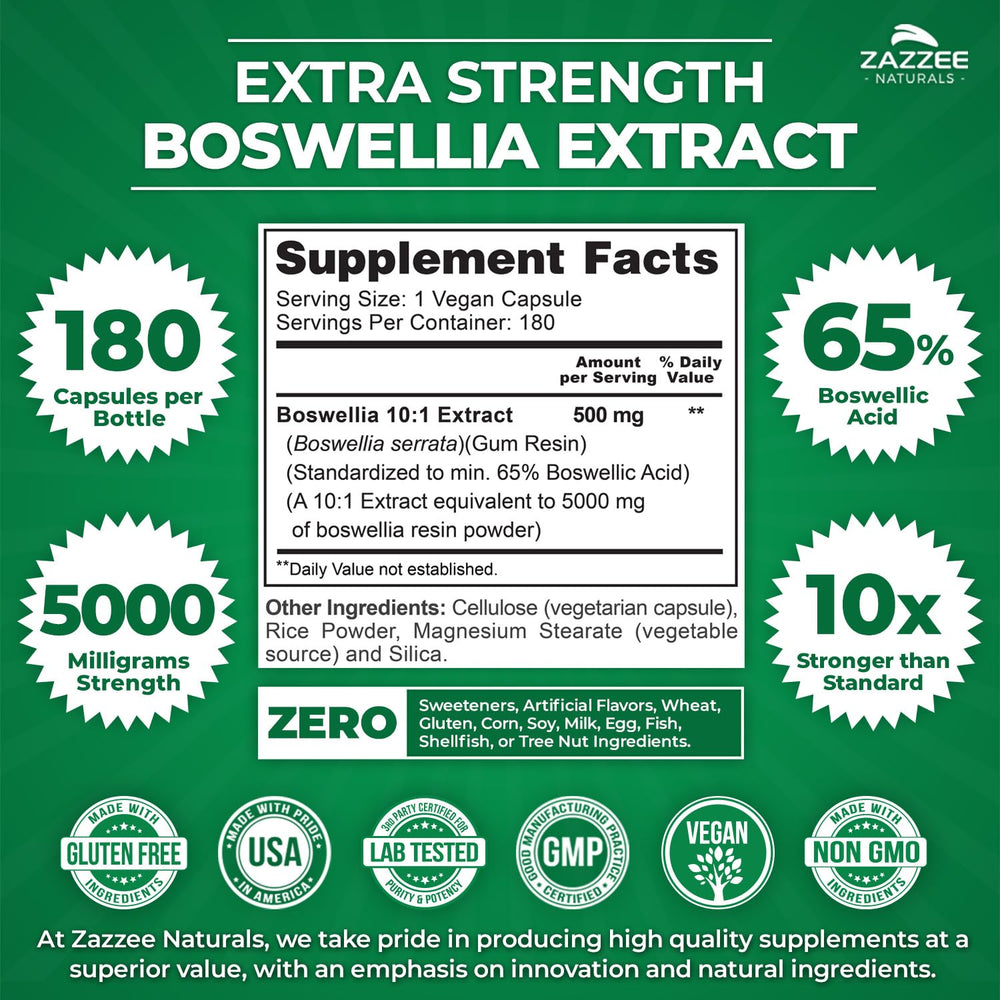 Zazzee 10x extract label emphasizes standardized potency for consistency.