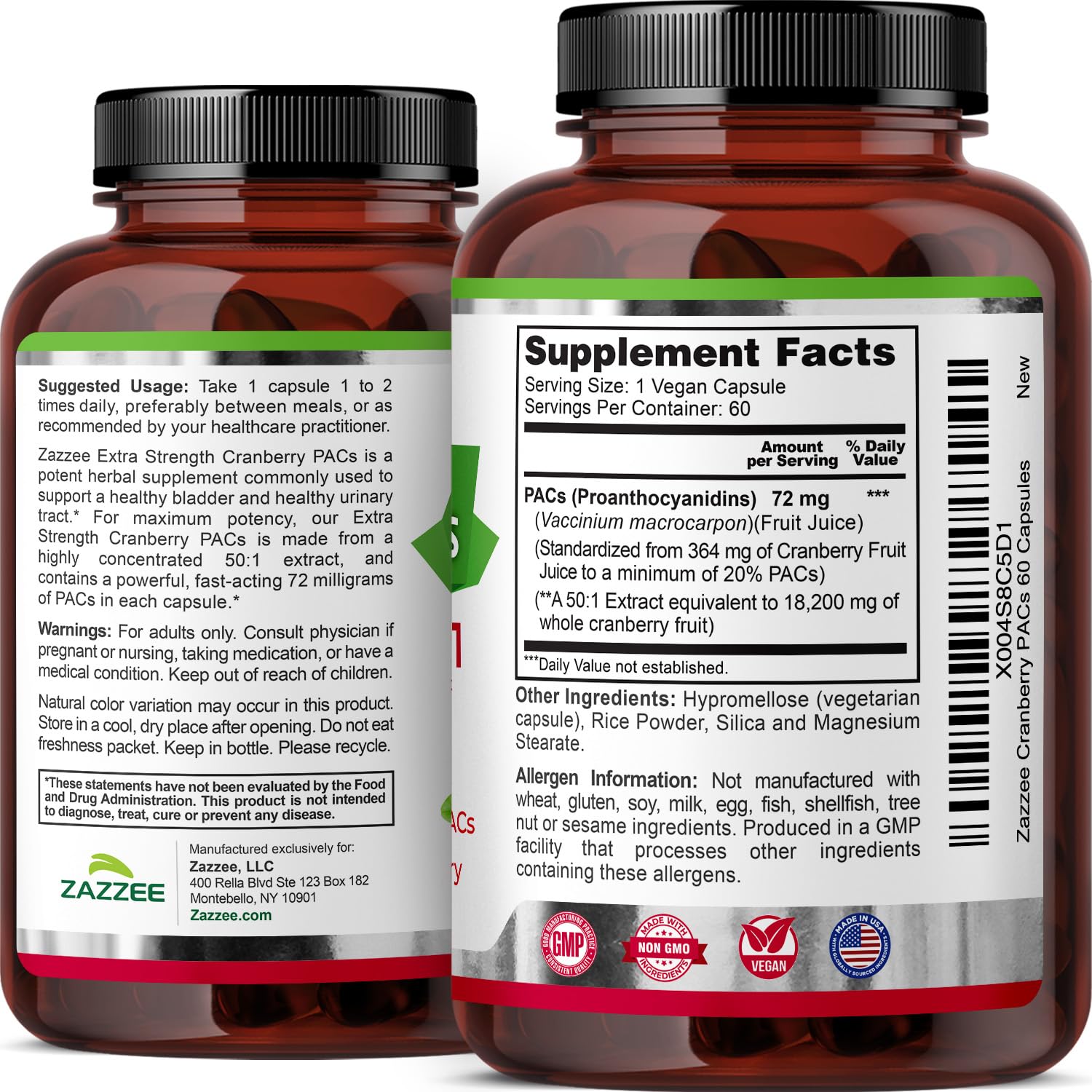 Vegan capsule on clean label highlighting allergen-free formulation.
