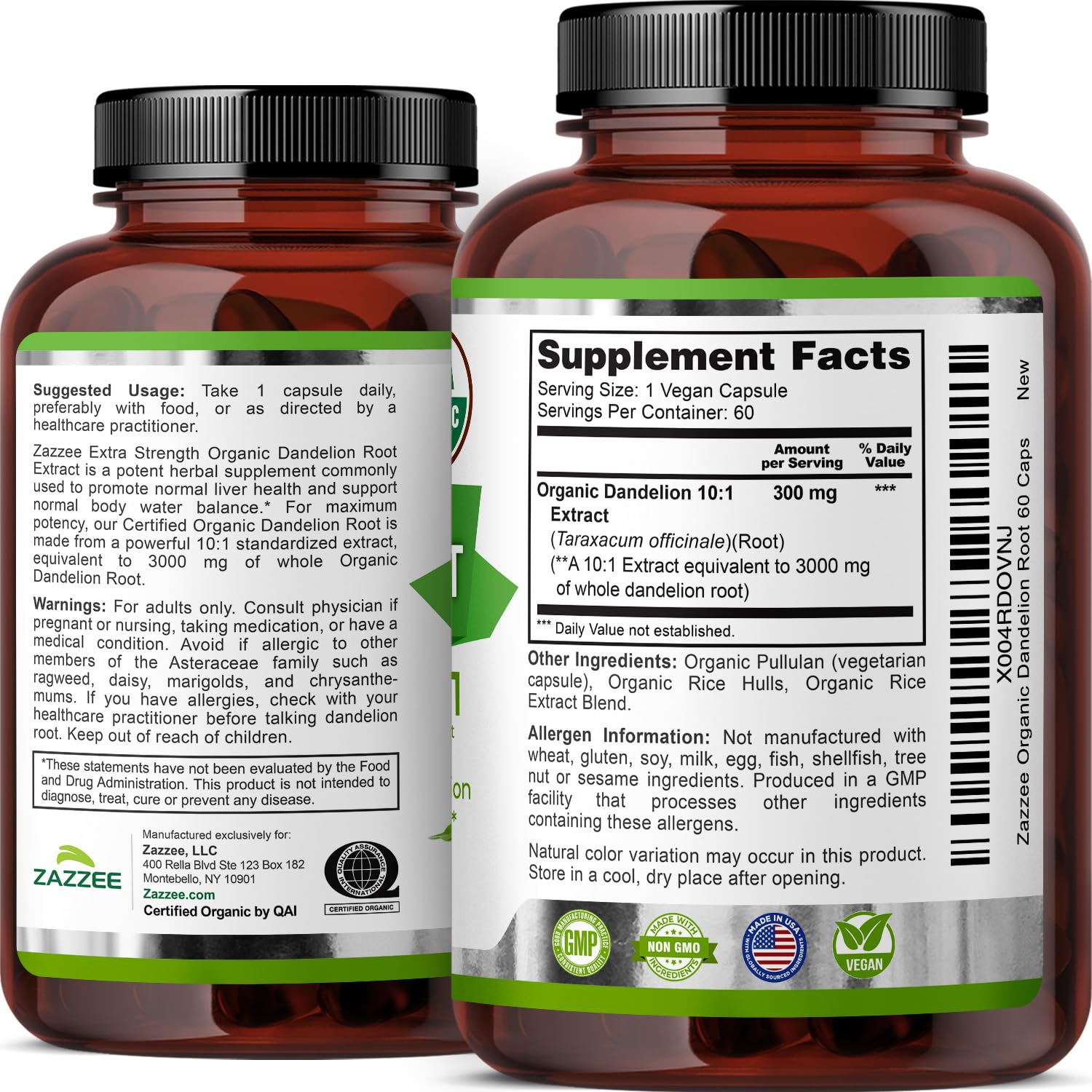 Natural ingredients list on Zazzee packaging hints at non-GMO composition.
