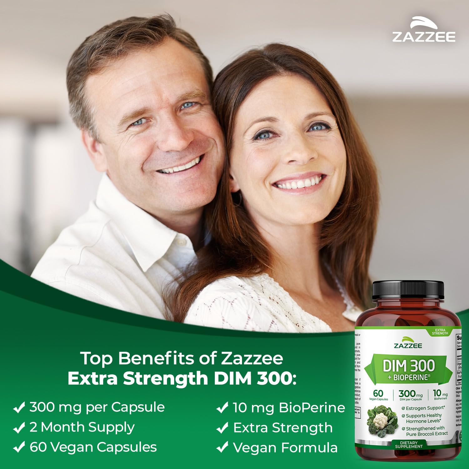 Zazzee DIM 300mg bottle front view for daily supplementation