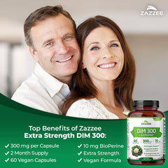 Zazzee DIM 300mg bottle front view for daily supplementation