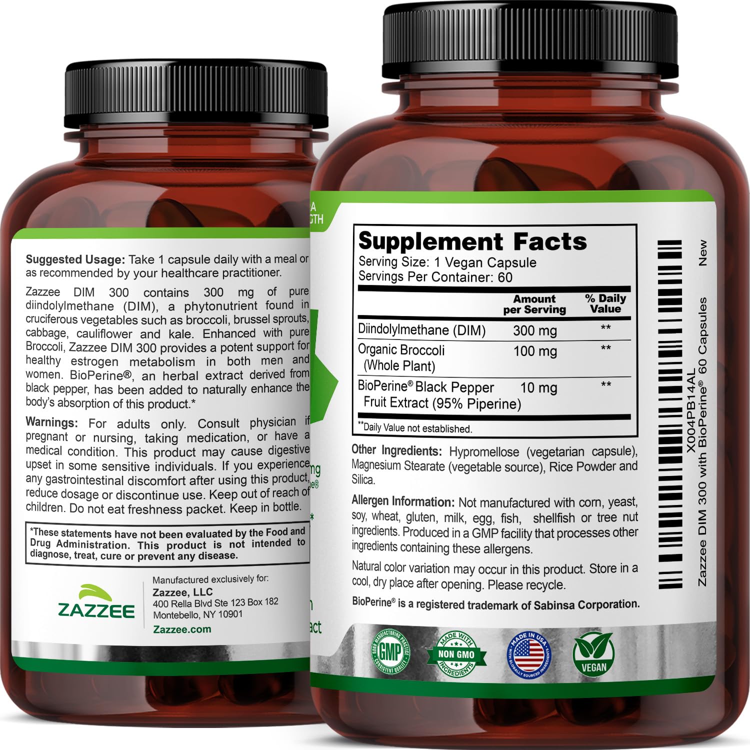 Zazzee packaging detail close-up on capsule and label