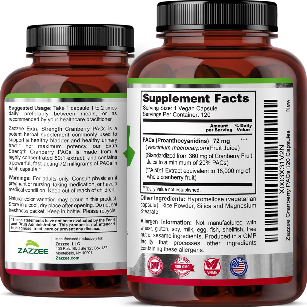 Zazzee dosage guide card beside the bottle for easy reference.