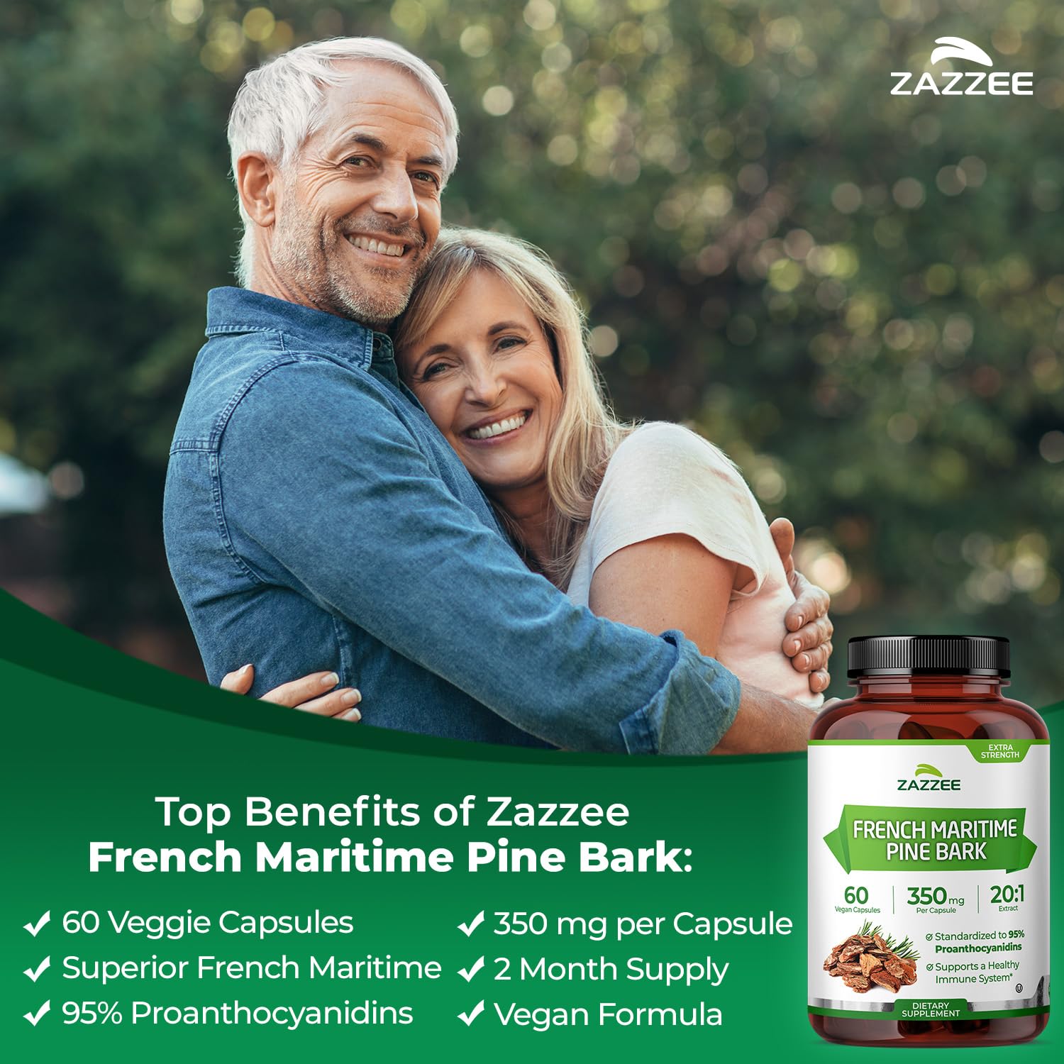 Zazzee label shows 95% proanthocyanidins potency.