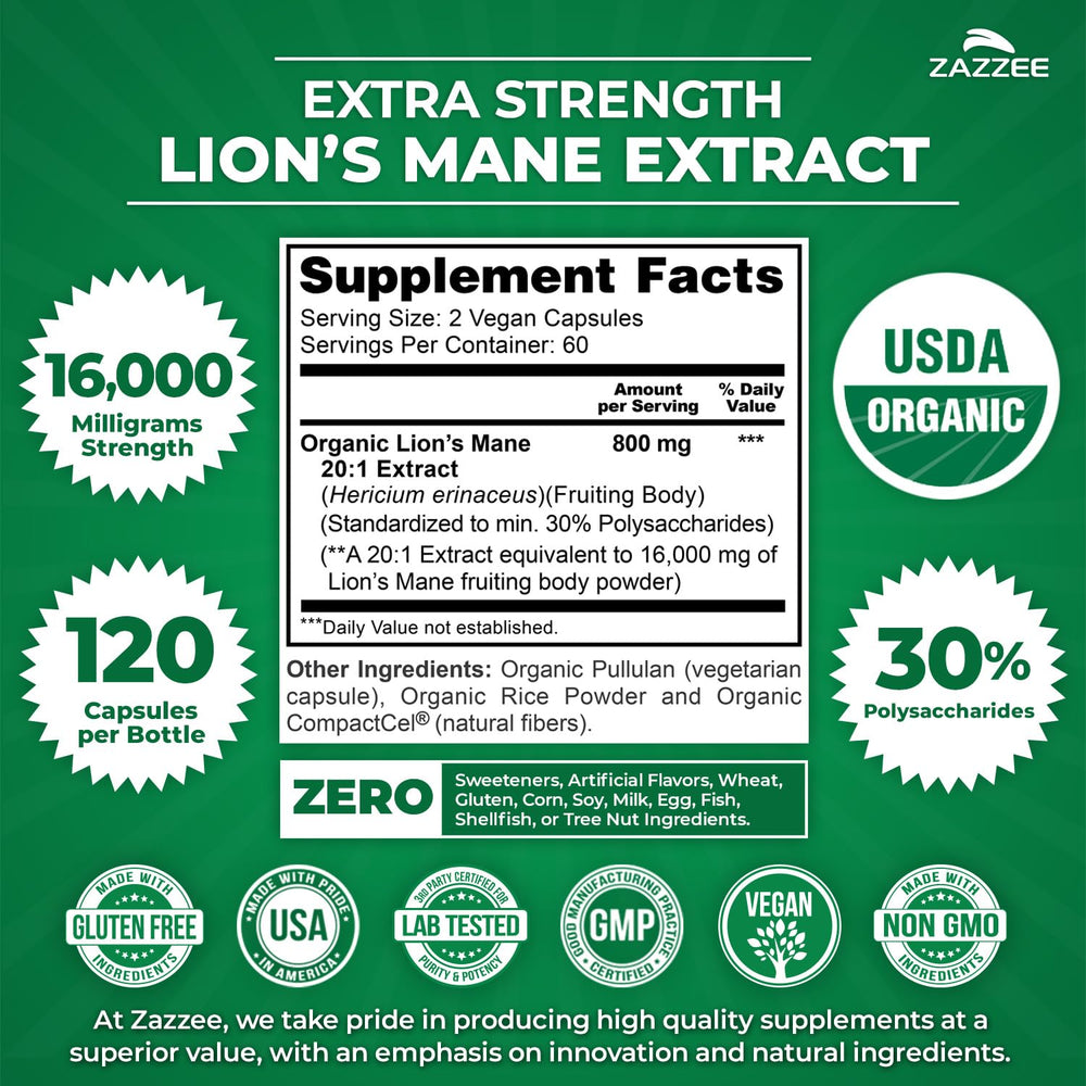 Label highlights 30% polysaccharides for standardized potency.