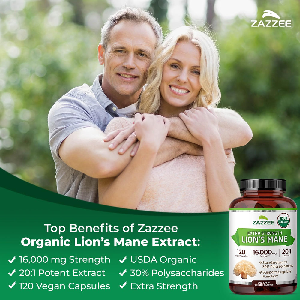 Vegan capsules from Zazzee Lion’s Mane with a clean formulation.
