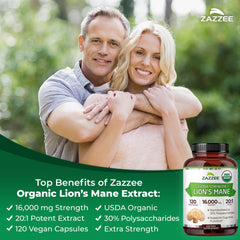 Vegan capsules from Zazzee Lion’s Mane with a clean formulation.