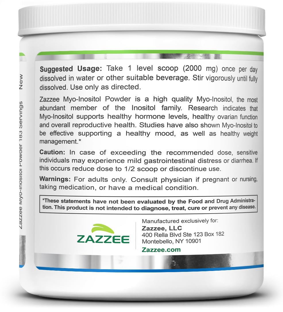 Pouring profile of Zazzee Myo-Inositol Powder for easy daily use