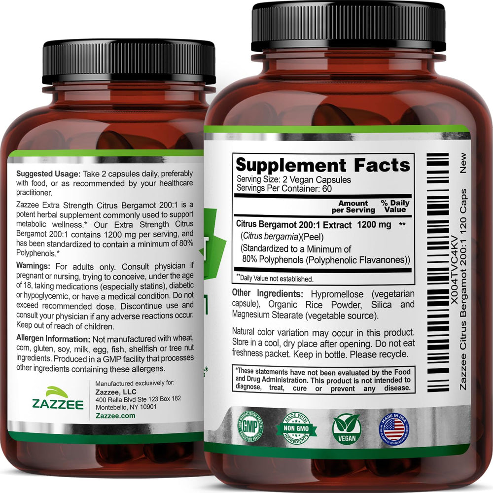 Label section showing natural ingredients on Zazzee bottle