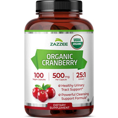 Zazzee Cranberry 25:1 bottle—high-potency daily wellness potential.