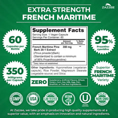 Zazzee pine bark extract capsules for easy daily use.